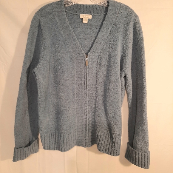 Christopher Banks Slate Grey Blue Pullover Long Sleeve Soft Sweater Zip Up XL - Picture 1 of 6